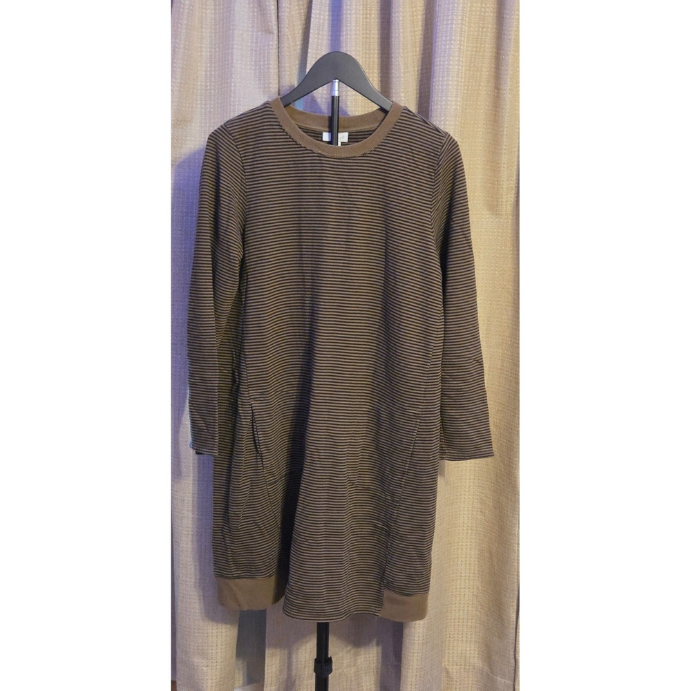 J.Jill Long‎ Sleeve Striped Dress Women's Size Medium Green Black